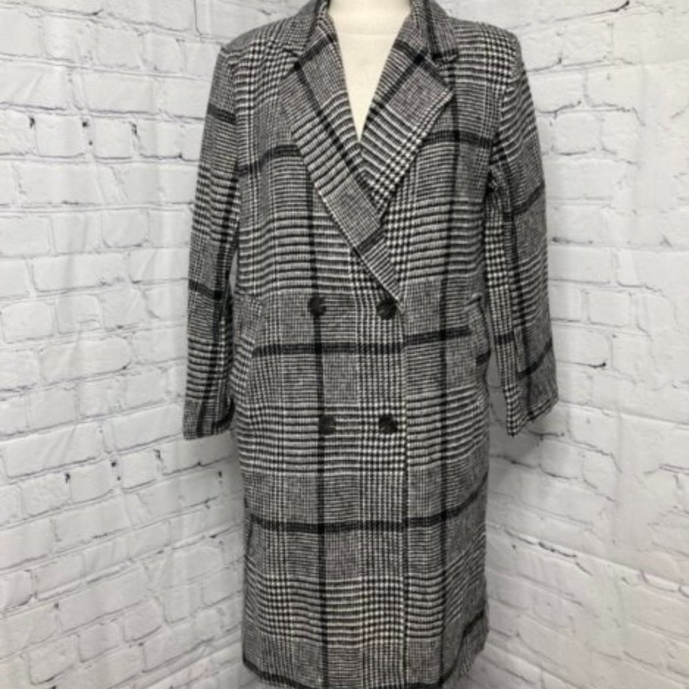 Maia Hemera Checked Wool Look Double Breasted Coat